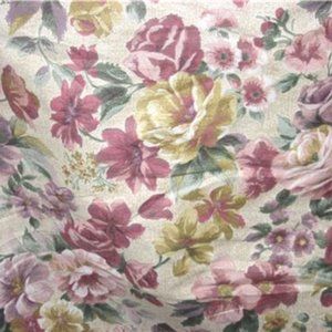 YELLOW ROSE LILAC on ECRU Floral Decor Fabric 13 1/2 yds long